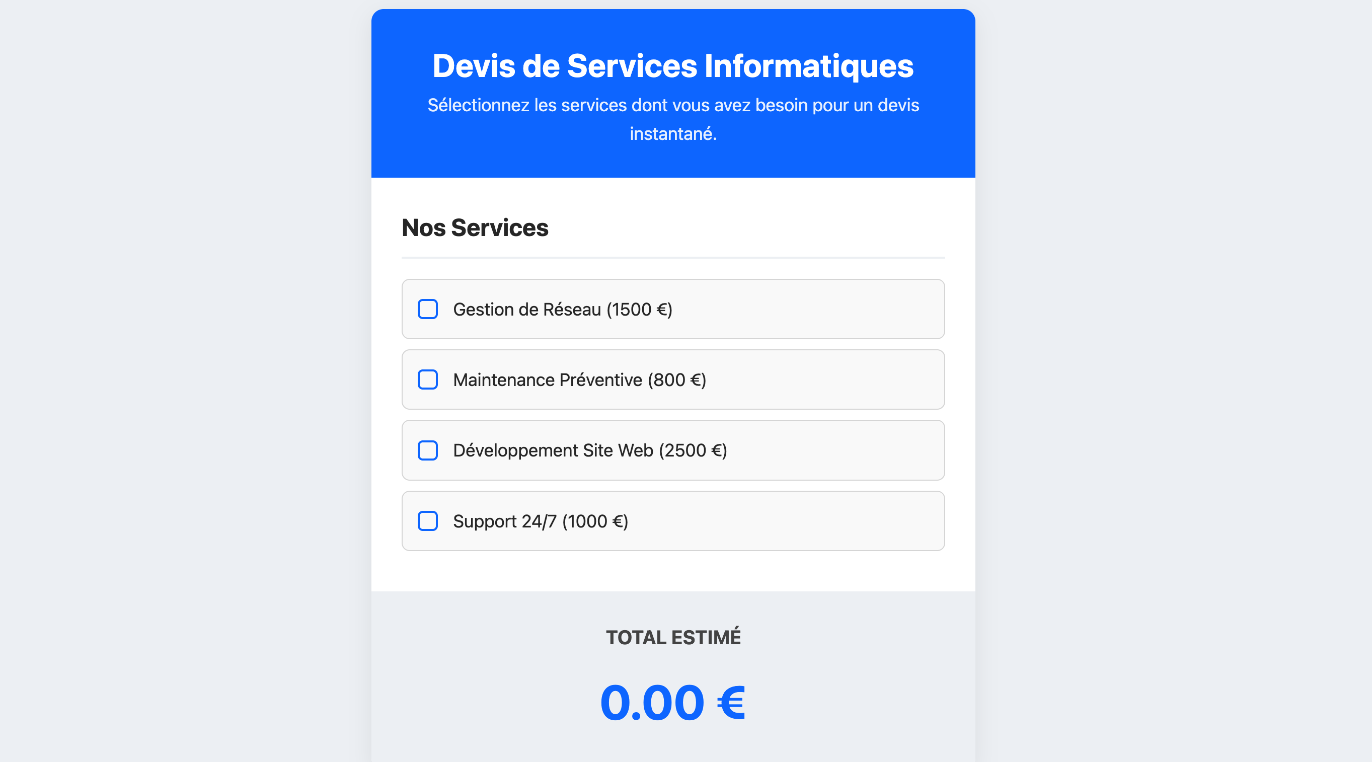 Aperçu de mon générateur de devis