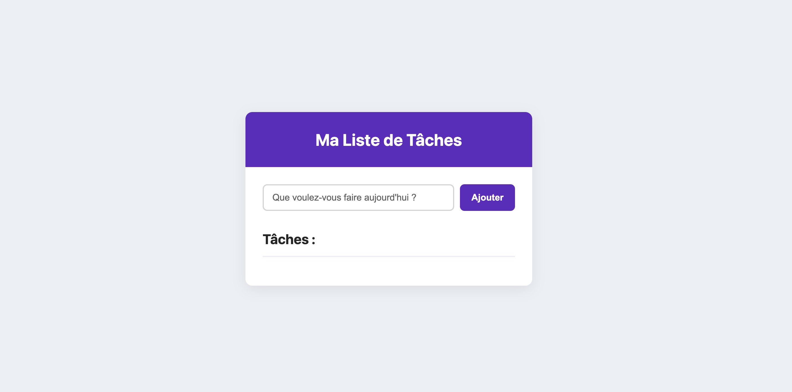 Aperçu de l'application To-Do List